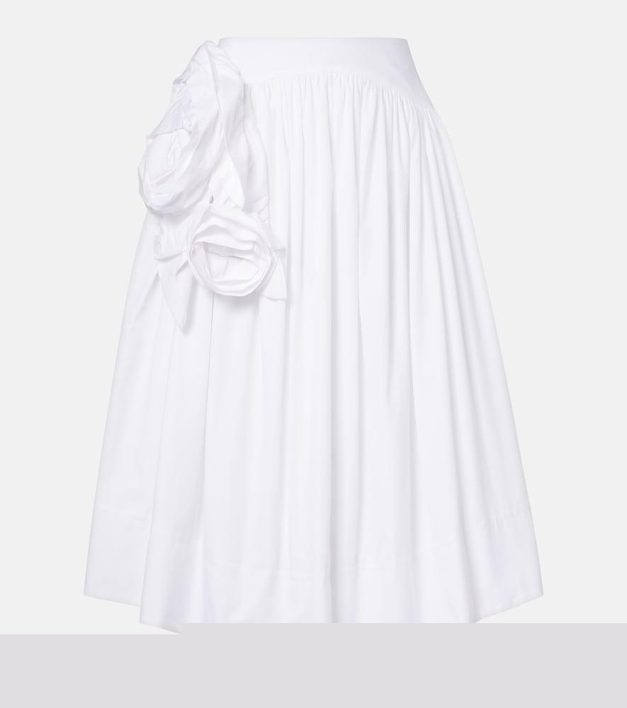 simone rocha floral-appliqué cotton poplin midi skirt
