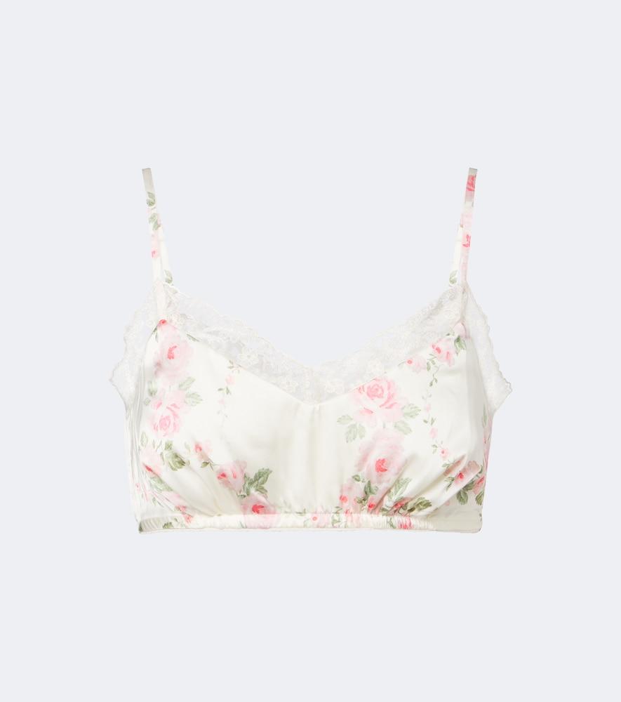 simone rocha floral lace-trimmed satin bralette