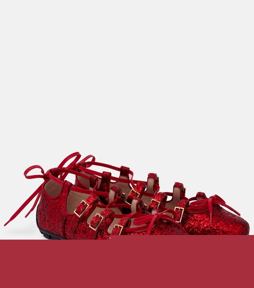 simone rocha ghillie glitter ballet flats