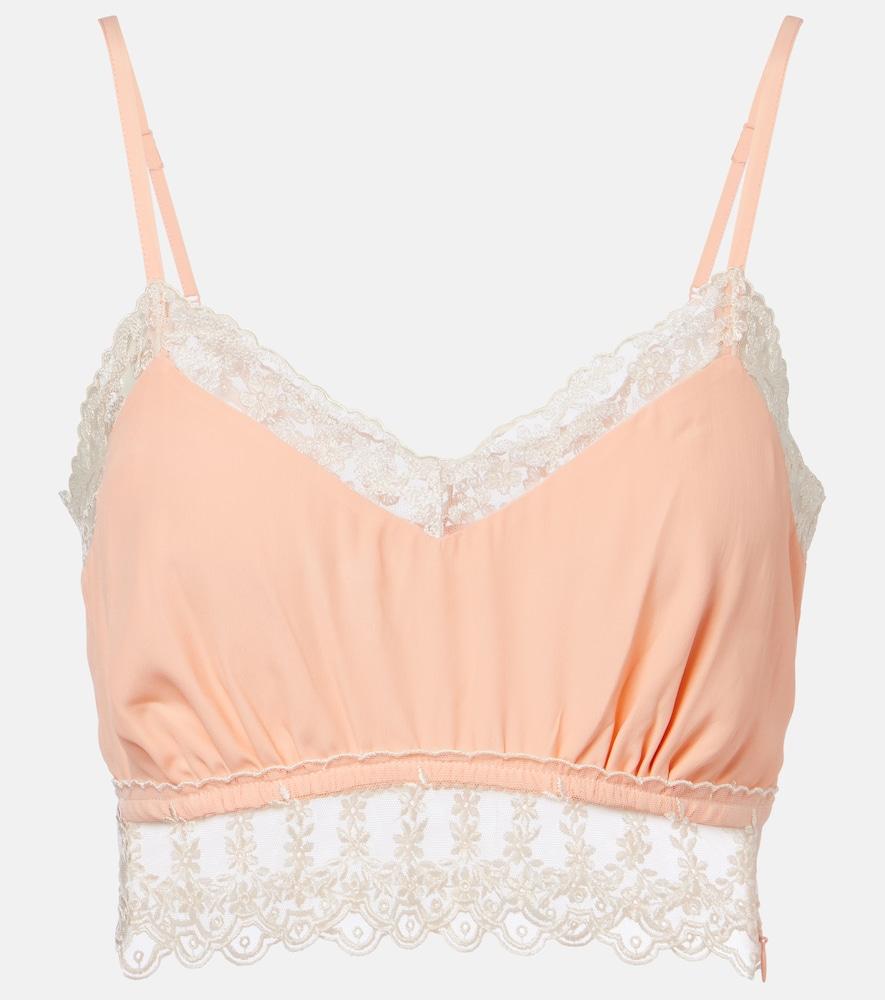simone rocha lace-trimmed crêpe de chine bra top