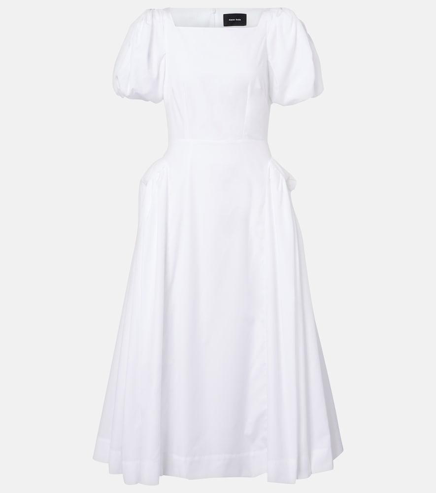 simone rocha puff-sleeve cotton poplin midi dress