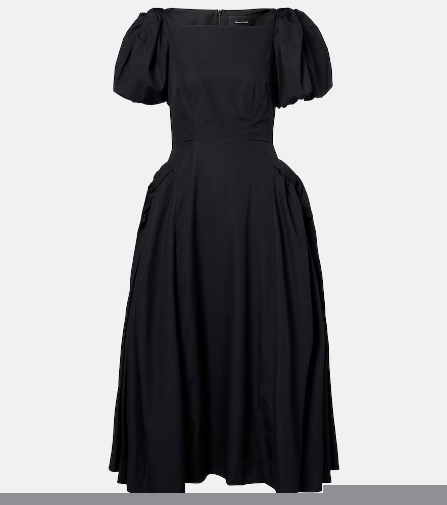 simone rocha puff-sleeve cotton poplin midi dress