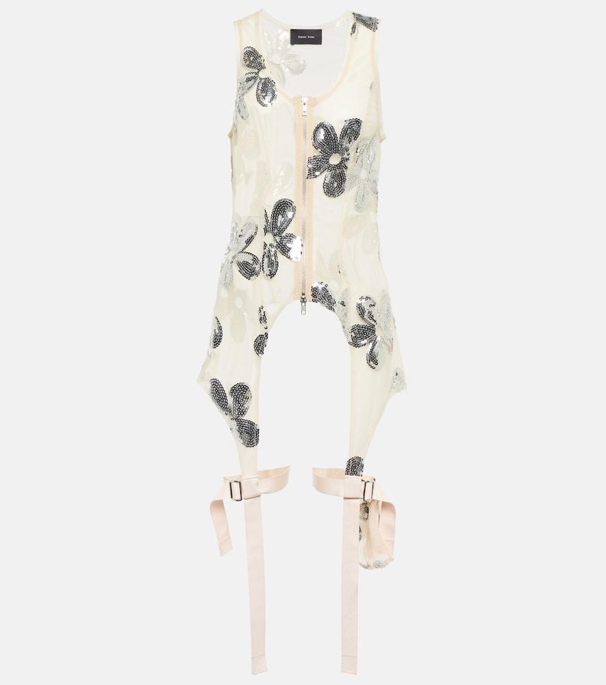simone rocha sequined zip-up tulle top