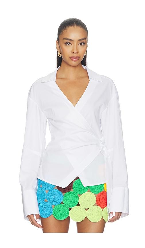 simonmiller anya poplin wrap top in white. - size l (also in xs, s, m)