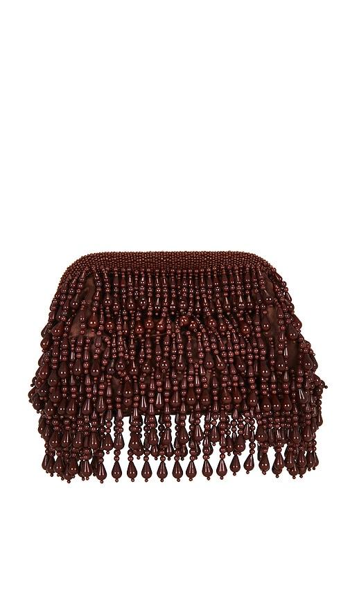 simonmiller beaded drop clutch in chocolate.
