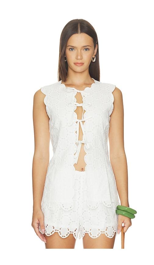 simonmiller delilah eyelet tie top in white. - size l (also in xs, s, m, xl)