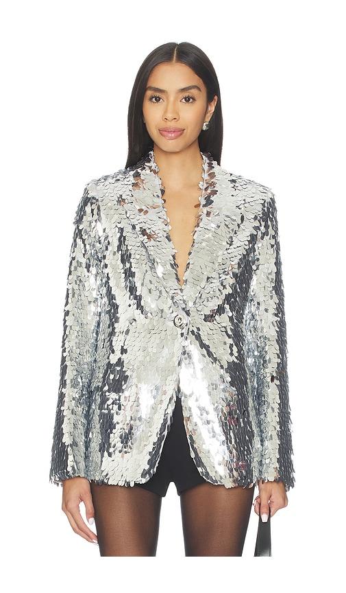 simonmiller leon sequin blazer in metallic silver, grey. - size s (also in xs, xxs)