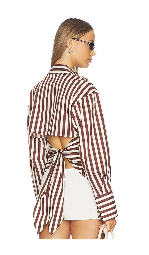 simonmiller loch poplin button up in chocolate,cream. - size s (also in xs)