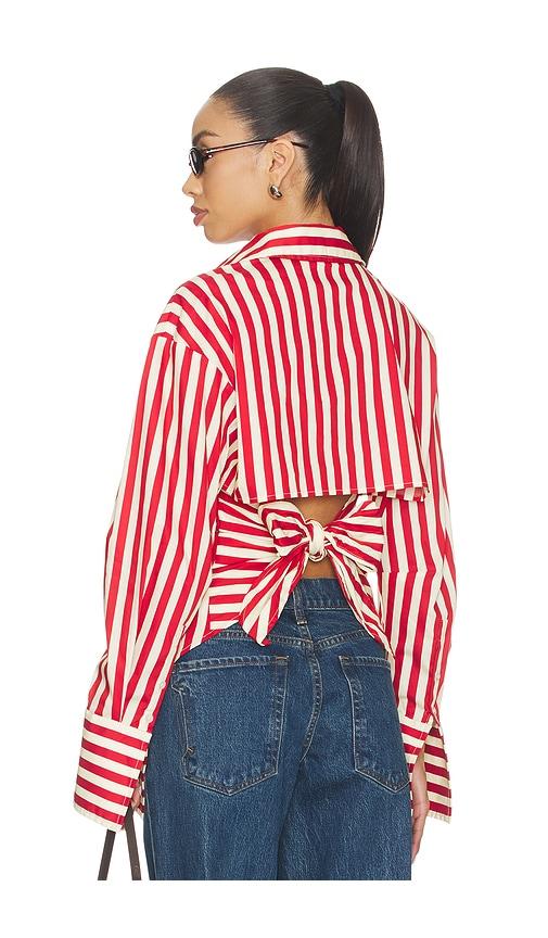 simonmiller loch poplin button up in red,cream. - size m (also in xs, s)