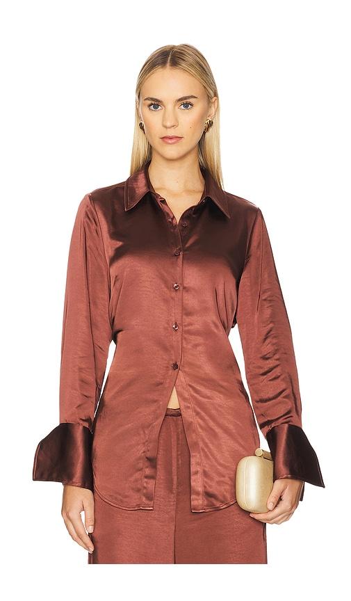 simonmiller loch satin button up in brown. - size s (also in xs)