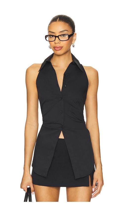 simonmiller loch sleeveless poplin button up in black. - size l (also in xs, s, m)