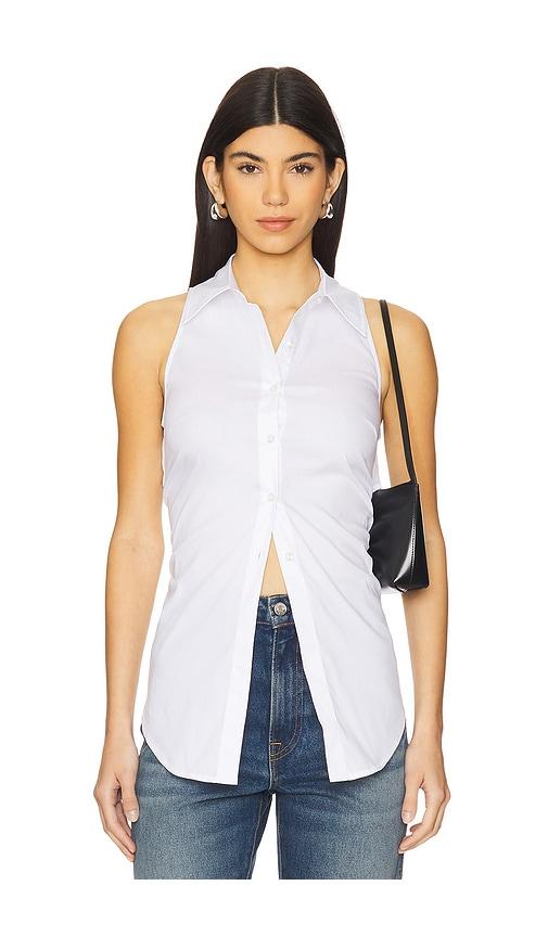 simonmiller loch sleeveless poplin button up in white. - size l (also in s, m)