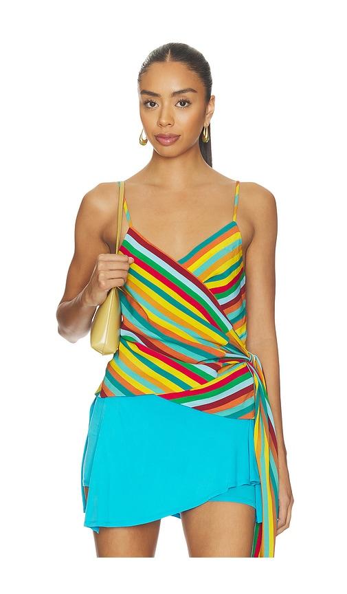simonmiller marlowe crepe tie tank top in teal,mustard. - size l (also in m)