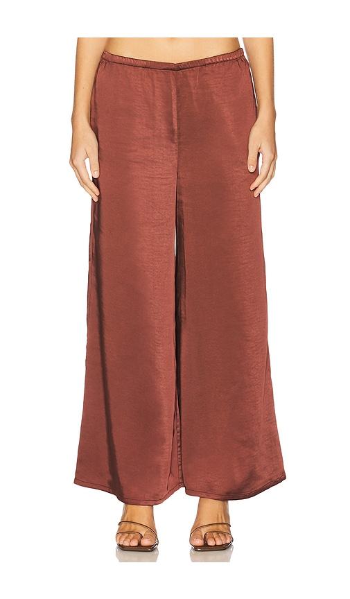 simonmiller nella satin wide leg pant in brown. - size l (also in s)