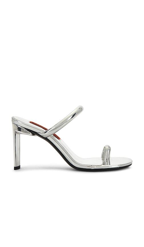 simonmiller pipe heel in metallic silver. - size 38 (also in 39)