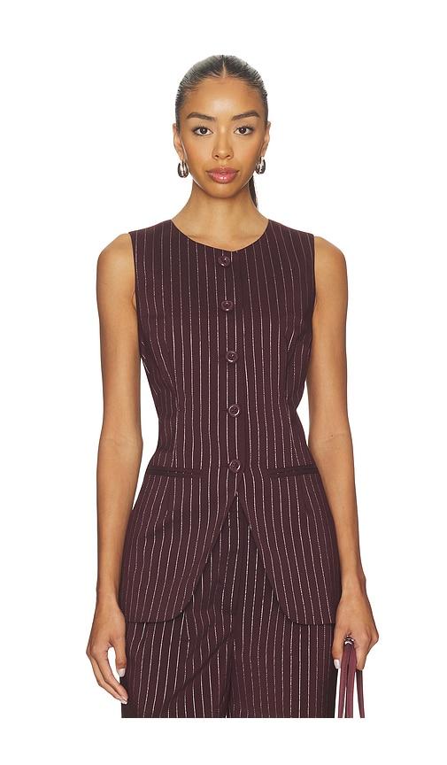 simonmiller sabine pinstripe vest in burgundy. - size l (also in xs, s, m)