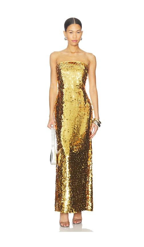 simonmiller sculpty strapless sequin dress in metallic gold, yellow. - size 0 (also in 2, 4)