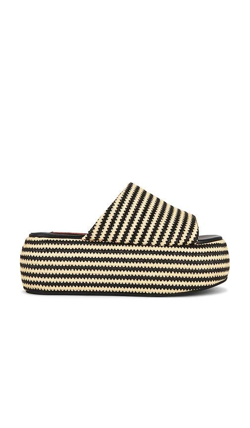 simonmiller stripe raffia cloudy platform sandal in black,neutral. - size 37 (also in 39, 40)