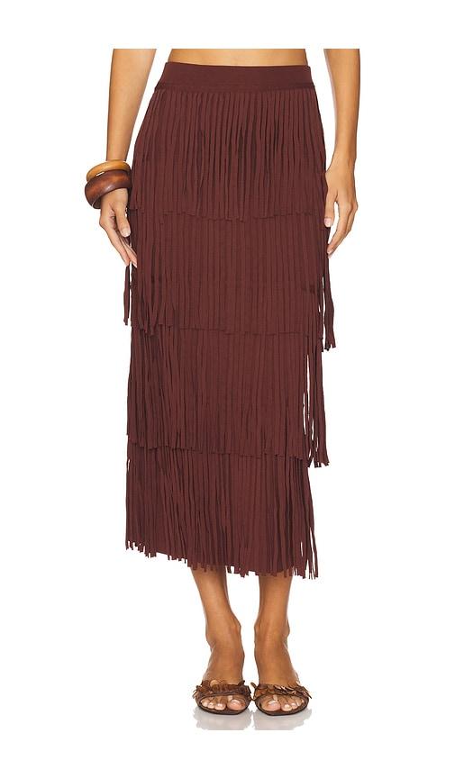 simonmiller za za knit fringe skirt in brown. - size l (also in m, s, xl, xs)