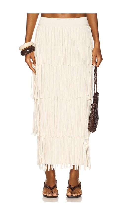 simonmiller za za knit fringe skirt in cream. - size l (also in s, m)