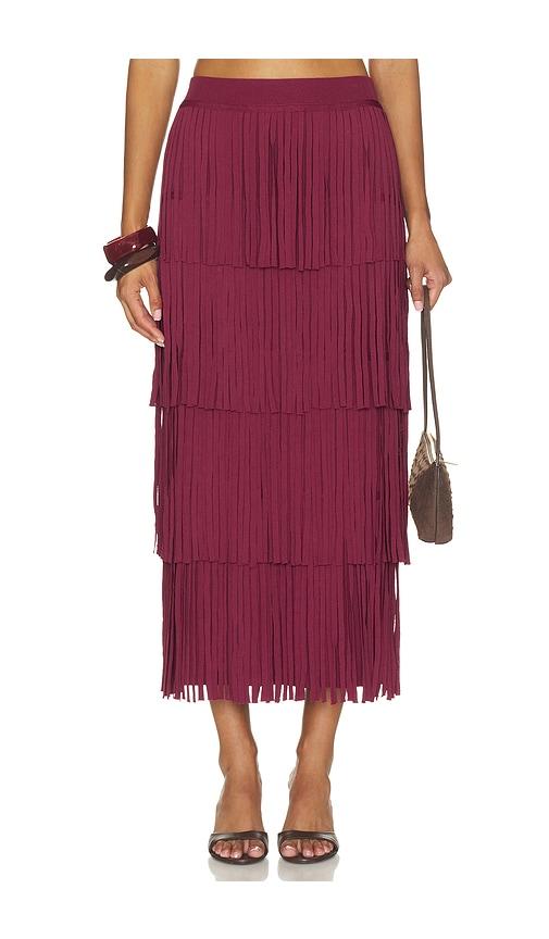 simonmiller za za knit fringe skirt in wine. - size l (also in xs, s, m)