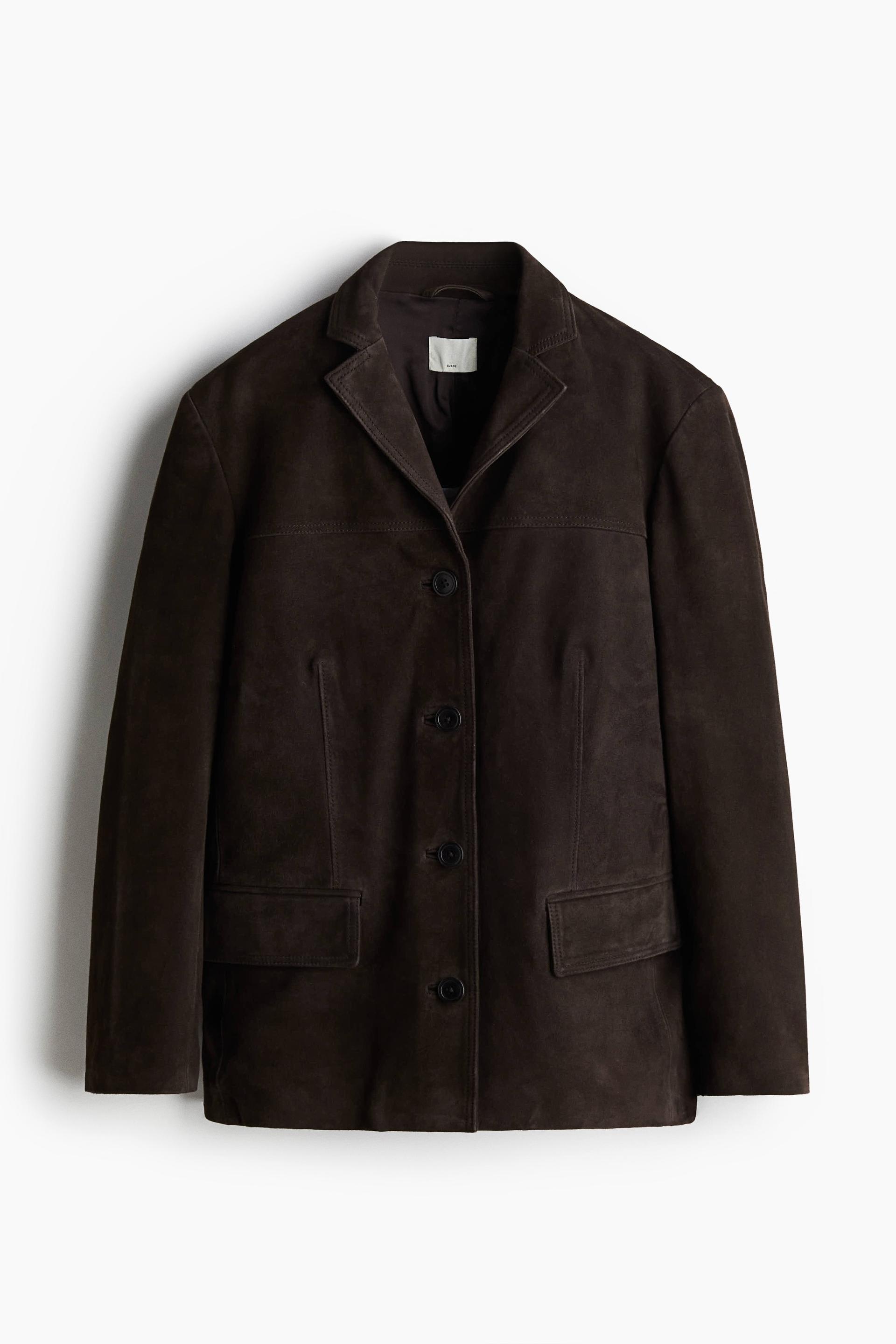 single-breasted suede blazer