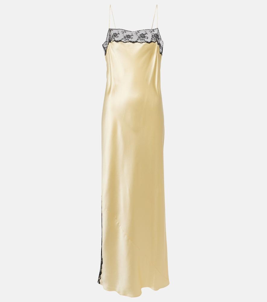 sir aries lace-trimmed silk slip dress