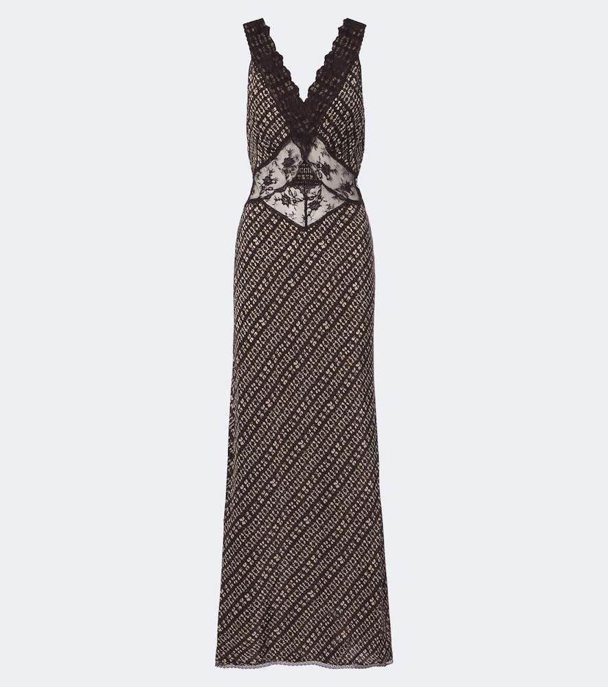 sir astrid lace-trimmed printed gown