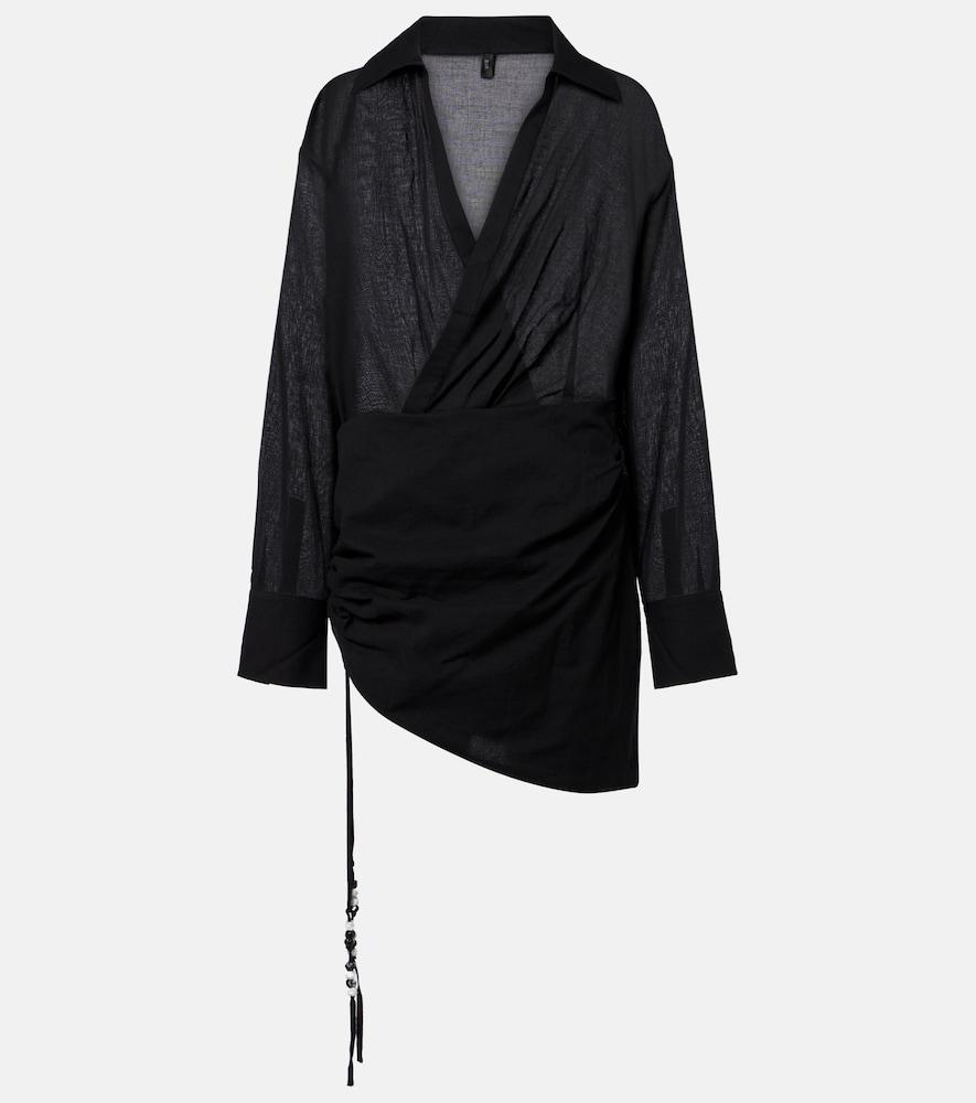 sir azura ruched cotton wrap dress