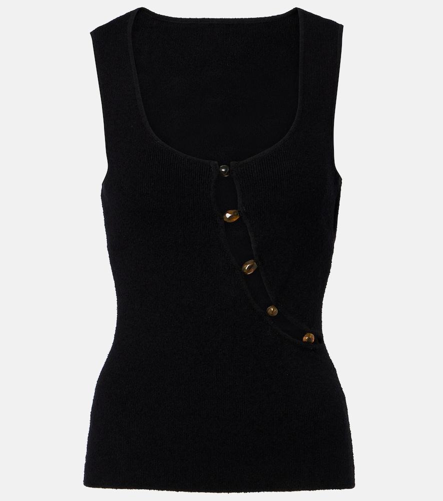 sir chiara cutout cotton-blend bouclé tank top
