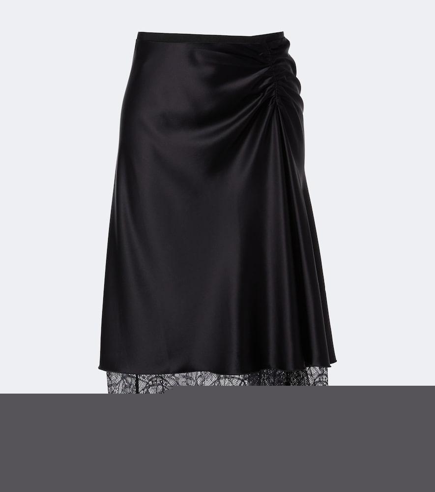 sir ingrid lace-trimmed satin midi skirt
