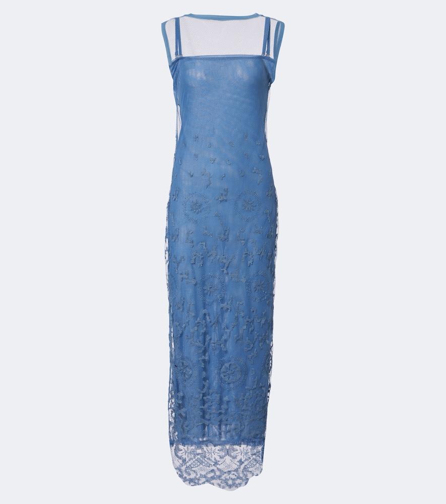 sir leif embroidered mesh maxi dress