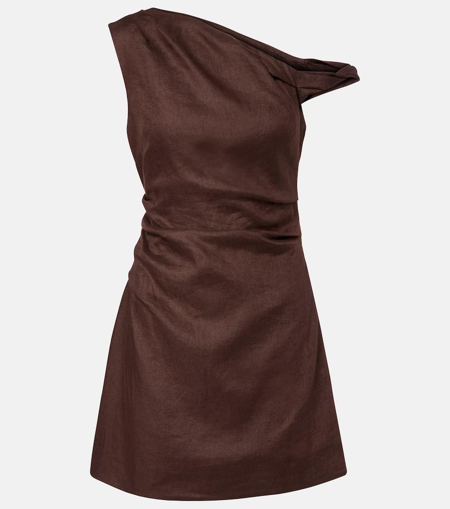 sir one-shoulder linen minidress