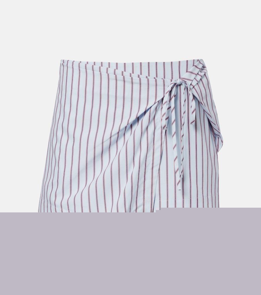 sir pinstripe cotton-blend wrap skirt