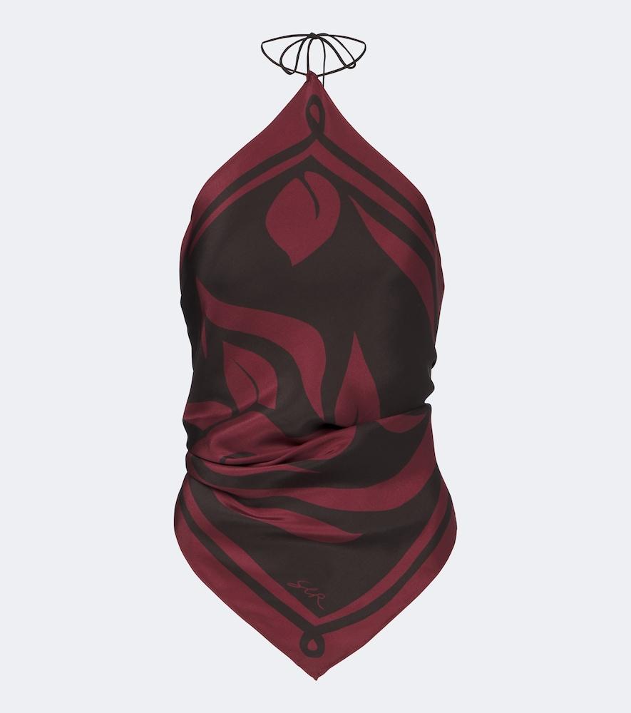 sir printed silk satin scarf top