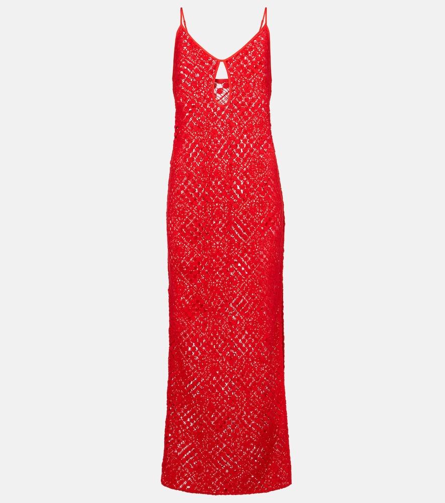 sir rayure crochet cotton maxi dress