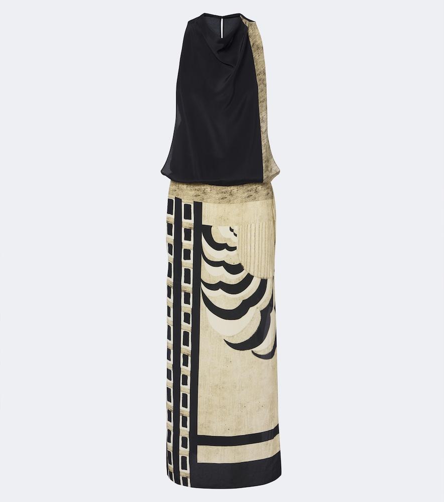 sir sona printed silk maxi dress
