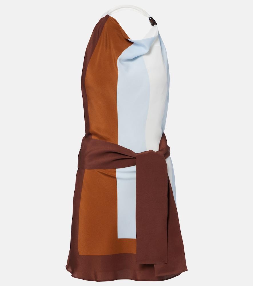 sir striped halterneck silk minidress