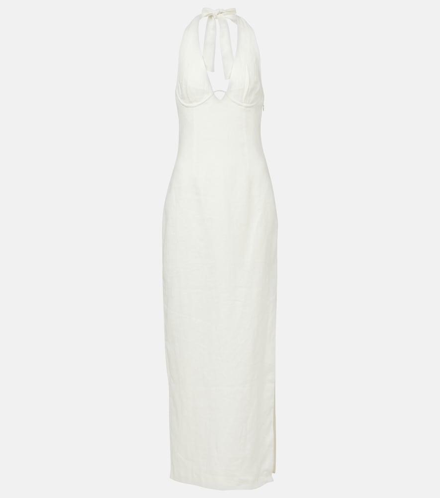 sir violet halterneck linen maxi dress