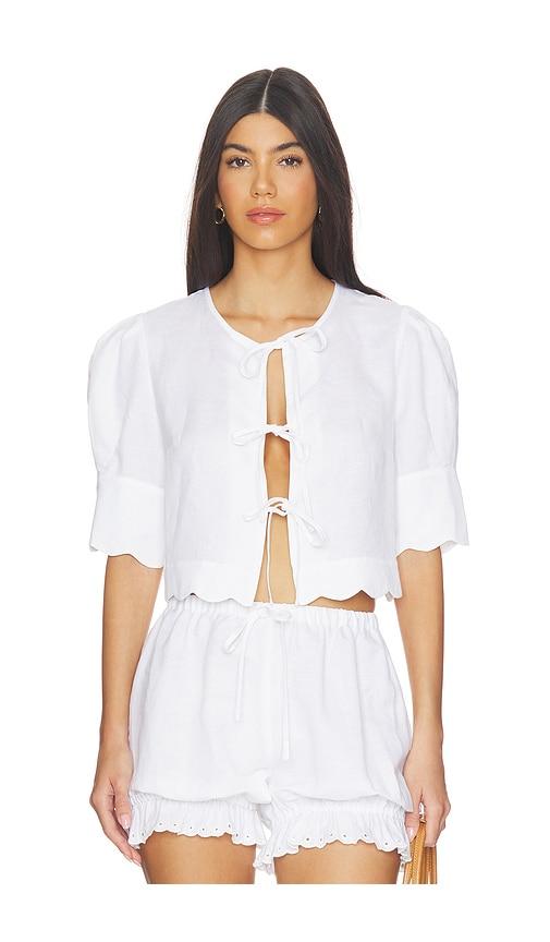 sister ny scalloped top in white. - size l (also in s, xs, m)