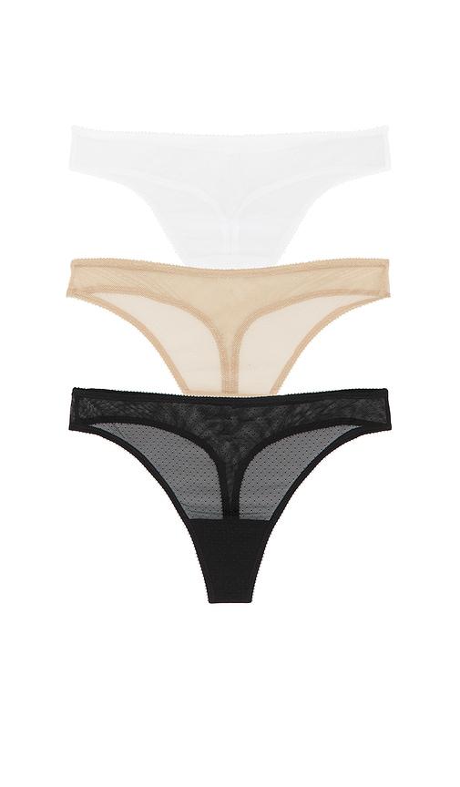 skarlett blue jolie lacy thong 3-pack in neutral. - size l (also in xl)