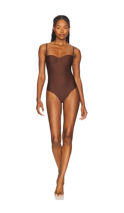 skims body molded underwire bodysuit in chocolate. - size l (also in m, s, xl)