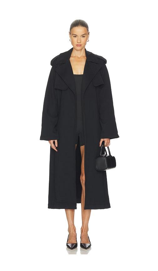 skims boyfriend fleece trench coat in black. - size l (also in m)
