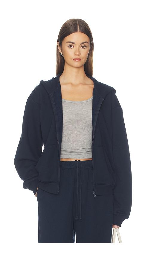 skims classic zip up hoodie in navy. - size l (also in xxs, xs, s, m)