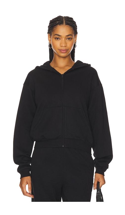 skims cotton fleece classic zip-up hoodie in black. - size xs (also in xxs)