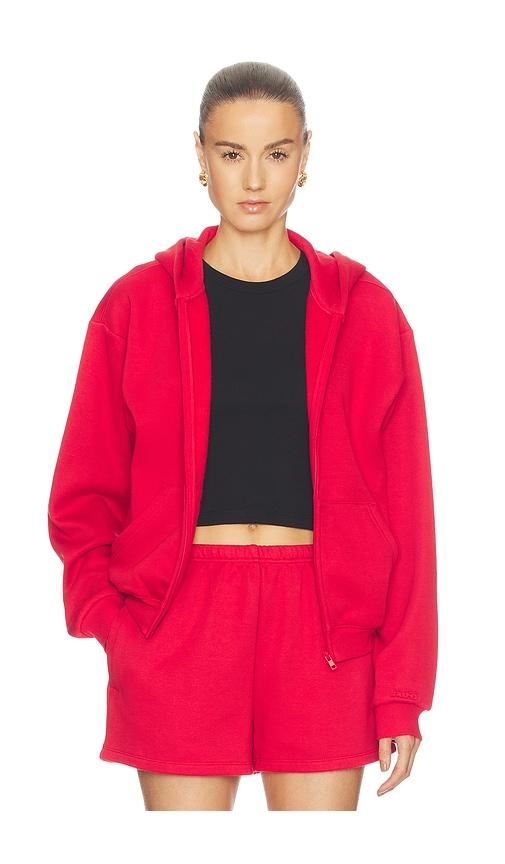 skims cotton fleece classic zip up hoodie in red. - size l (also in m, s, xs)