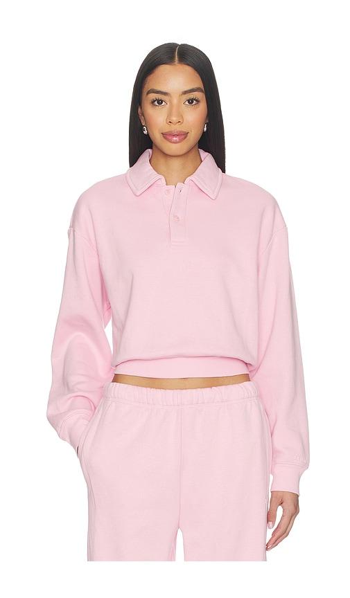 skims cotton fleece polo sweatshirt in pink. - size l (also in xxs, xs, s, m, xl)
