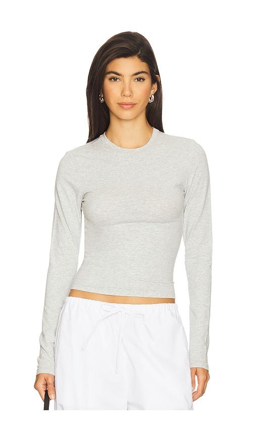 skims cotton jersey long sleeve t-shirt in light grey. - size l (also in xxs, m, xl)