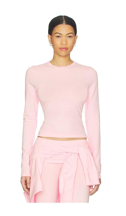 skims cotton jersey long sleeve t-shirt in pink. - size l (also in xl)