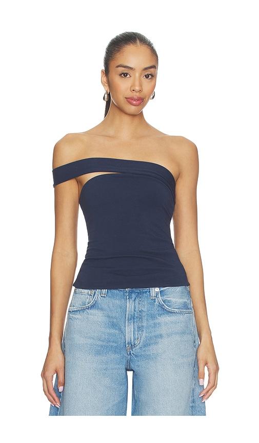 skims cotton jersey one shoulder tube top in navy. - size l (also in m, s, xs)